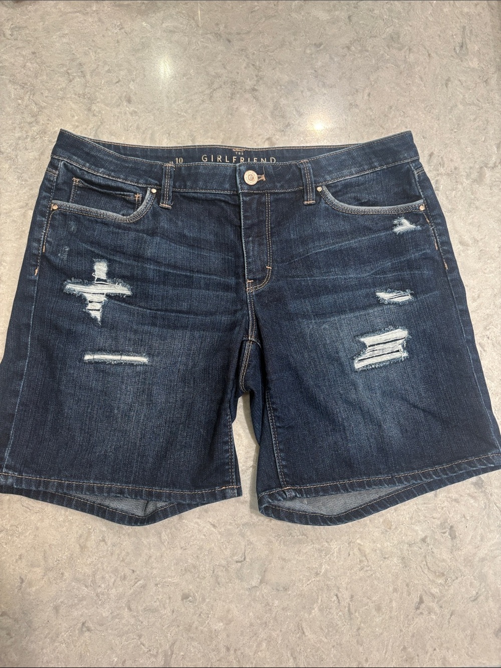 White House Black Market Dark Wash Distressed Denim Shorts - Blue